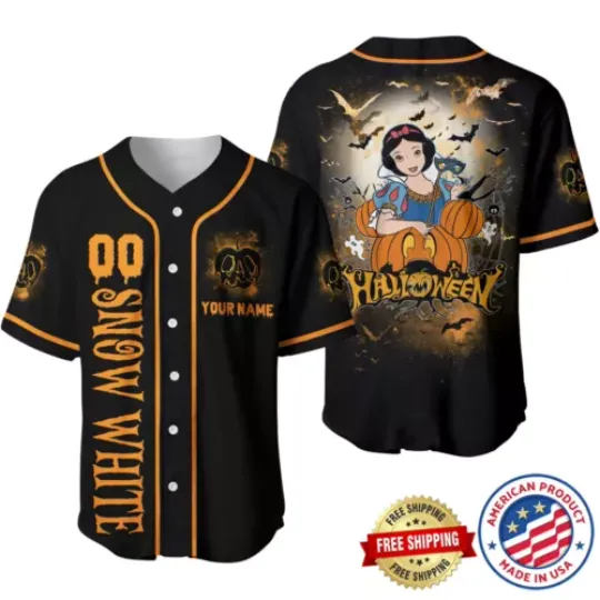 Snow White Baseball Jersey Shirt, Snow White Halloween Baseball Jersey Shirt
