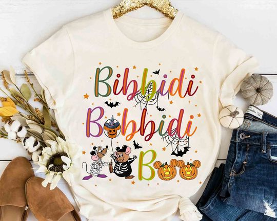 Cinde Jaq And Gus Bibbidi Bobbidi Boo Halloween Cotton Tee, Graphic Tshirt for men, women, Unisex, Trending Casual Fashion