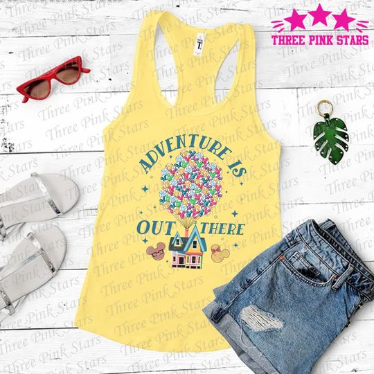Pixar Up Tank Top, Adventure Is Out There Tank, Carl and Ellie, Honeymoon Tank Top E4420