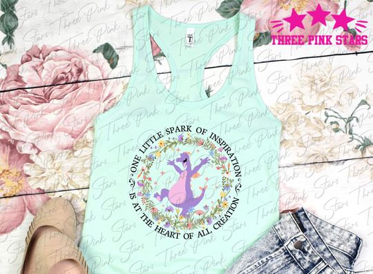 Floral Figment Tank Top, Figment Epcot Tank Top, Mascot of the Imagination Tank E5229