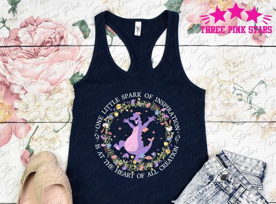 Floral Figment Tank Top, Figment Epcot Tank Top, Mascot of the Imagination Tank E5230