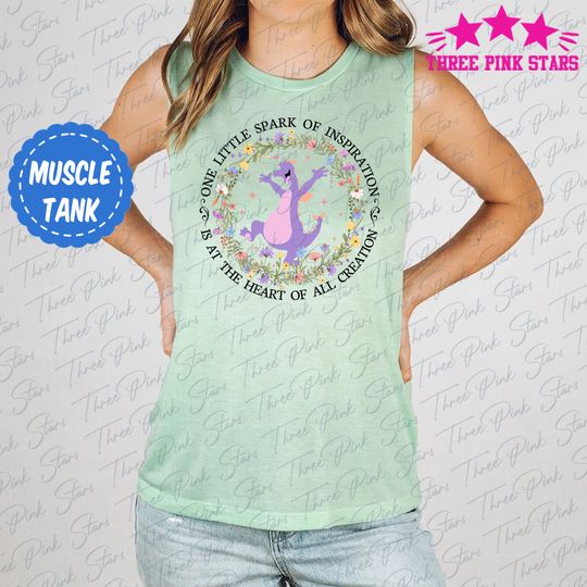 Floral Figment Muscle Tank, Figment Epcot Tank Top, Mascot of the Imagination Tank Top E5229