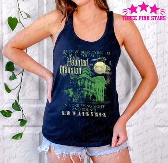 Vintage Haunted Mansion New Orleans Square Tank Top, Haunted Mansion Halloween Tank Top E5299