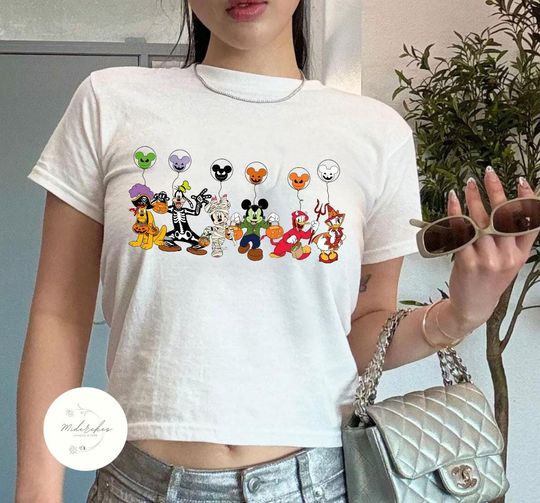 Mickey & Friends Disney Halloween Baby Tee, Halloween Spooky season Baby Tee