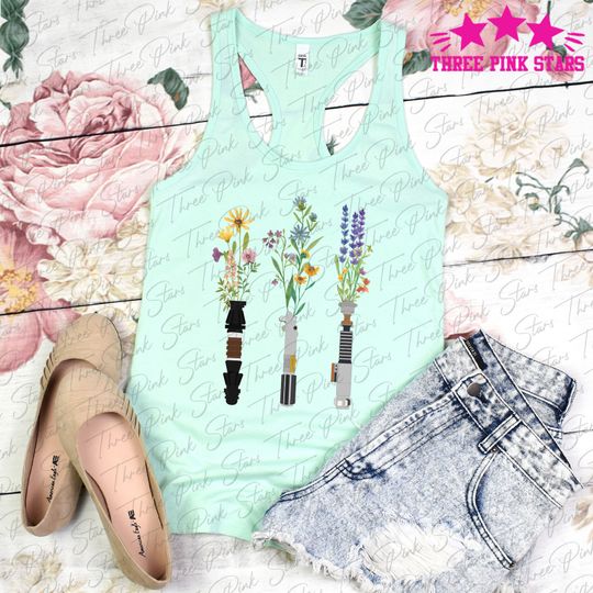 Floral Lightsaber Tank Top, Star Wars Tank Top, Galaxy's Edge Tank E5090
