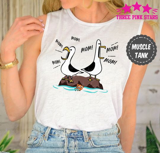 Finding Nemo Muscle Tank, Mom Mom Mom Nemo Seagull Tank Top E3773