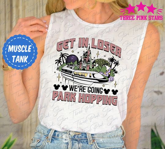 Monorail Muscle Tank, Epcot Theme Park Tank Top, Four Parks with Monorail Tank Top, Park Hopper Tank Top E5193