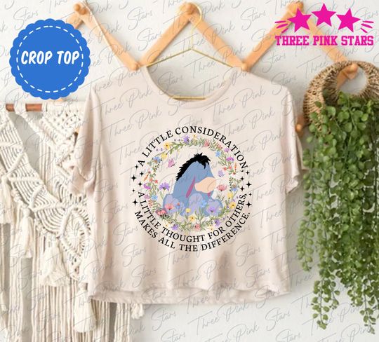 Floral Eeyore Crop Top, Winnie The Pooh Crop Top, Flower and Garden Festival Crop Tee E5327