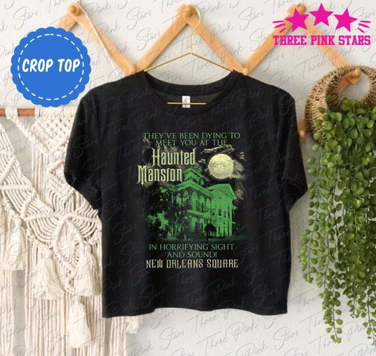 Vintage Haunted Mansion New Orleans Square Crop Top, Haunted Mansion Halloween Crop Tee E5299