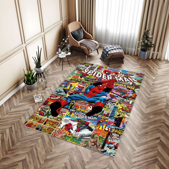 Spiderman Rug, Spider Man Rug, Kids Room Decor, Magazine Cover Rug, For Childs, Birthday Gift, Gift For Boys Girls, Cool Gift