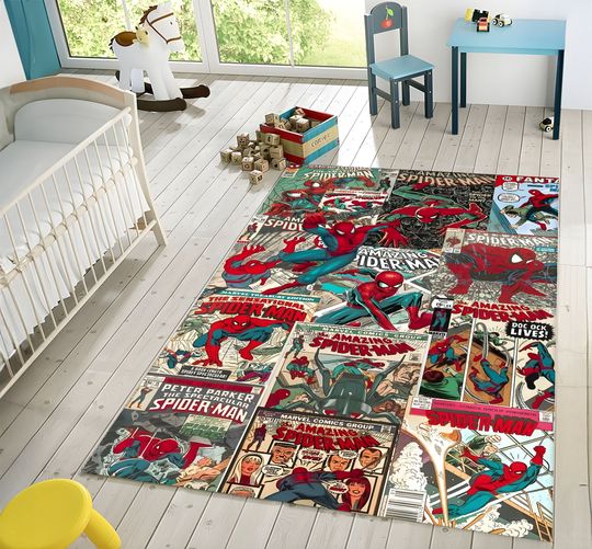Spiderman Rug, Spider Man Rug, Kids Room Decor, Magazine Cover Rug, For Childs, Birthday Gift, Gift For Boys Girls, Cool Gift
