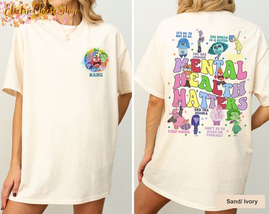 Two-sided Personalized Disney Inside Out Mental Health Matter T-shirt