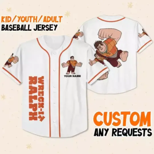 Custom Disney Wreck it Ralph Simple, Custom Disney Baseball Jersey