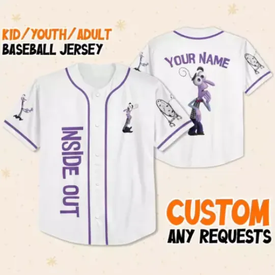 Personalized Disney Inside Out Fear, Disneyland Baseball Jersey, Inside Out 2