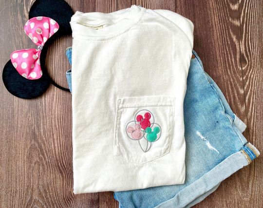 Disney Balloons Shirt, Mickey Mouse Balloons Pocket Tee