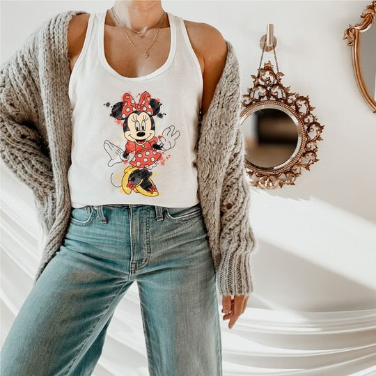 Disney Watercolor Minnie Tank Top, Disney Ears Matching Tank, Ideal Tank Top For Disney Vacations, Let Get Wild