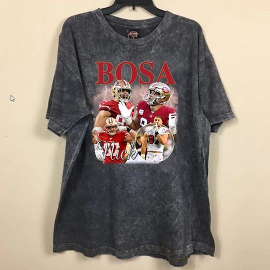 Nick Bosa Unisex Mineral Wash T-Shirt, Vitange 90 T-shirt, Retro Short Sleeve Shirt