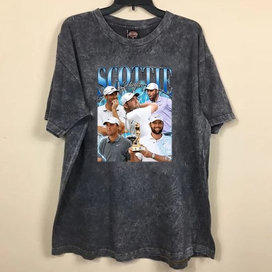 Scottie Scheffler Unisex Mineral Wash T-Shirt, Vitange 90 T-shirt, Retro Short Sleeve Shirt