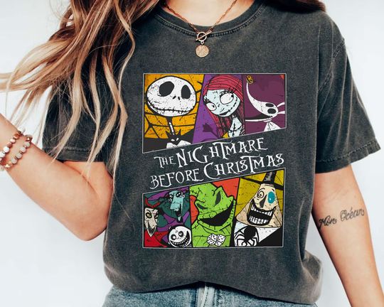 Nightmare Before Christmas Comfort Colors Shirt, Disney Jack Sally Oogie Boogie Shirt, Spooky Season Tee, Disneyland Halloween Party 2024