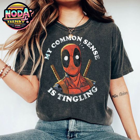 Marvel Deadpool My Common Sense Is Tingling Shirt, Deadpool Portrait T-shirt, Avengers Superhero, Mcu Fan Gift, Disneyland Vacation Tee