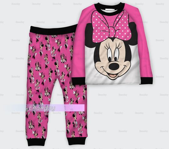 Minnie Pajamas Set, Minnie Mouse Pajamas, Minnie Holiday Pajamas, Minnie Pajamas Pants, Disney Minnie Pajamas Family, Matching Pajamas