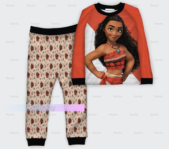Moana Pajamas Set, Disney Moana Pajamas, Disney Princess Pajamas, Moana Holiday Pajamas, Set Of Pajamas, Matching Pajamas Set