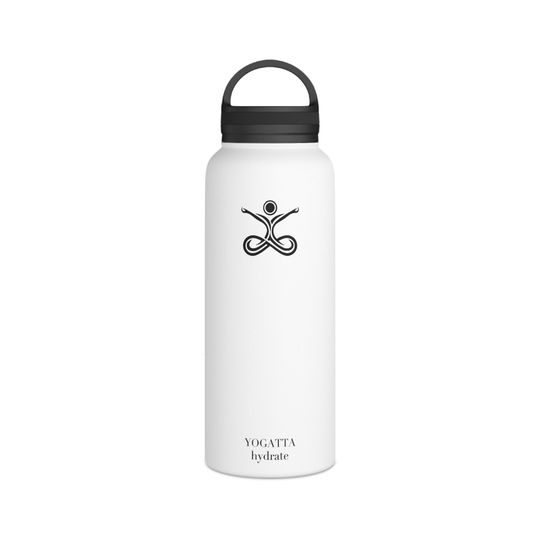 Yogatta Hydrate Stainless Steel Water Bottle, Handle Lid, Yoga, Motivational, Positive Affirmations, Wellness, Health, Fitness, Unique gift
