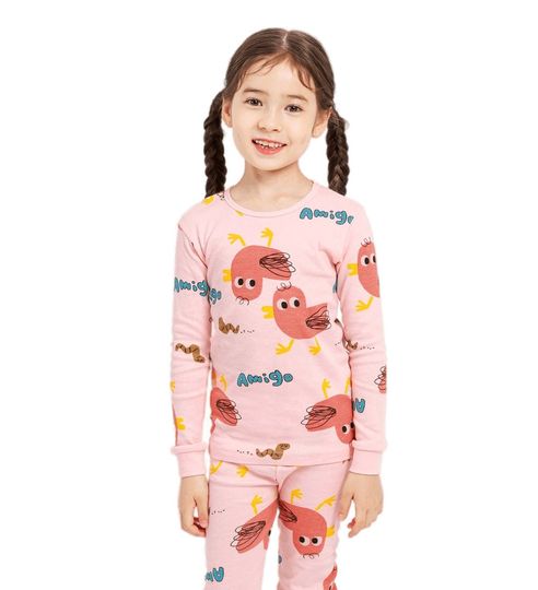 Girls pink chick princess pajamas, Snow fairy princess, kids pajama set, Korean pajamas