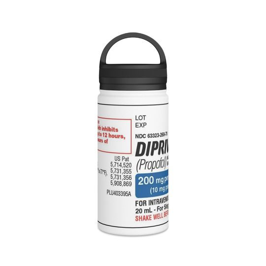 Propofol Stainless Steel Water Bottle, Handle Lid