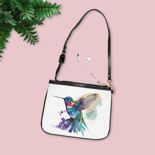 Watercolor Hummingbird Small Shoulder Bag, Woman Handbag,Handmade Bag,Vintage Bag