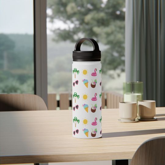 Summer Vibes Stainless Steel Water Bottle with Handle Lid