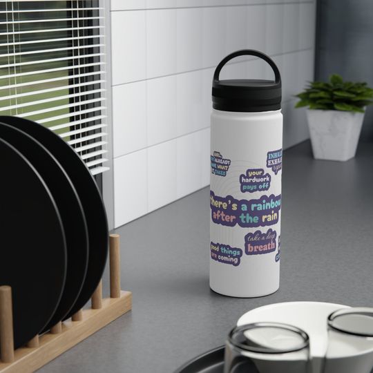 Empowerment On-the-Go: Positive Affirmation Stainless Steel Water Bottle with Handle Lid
