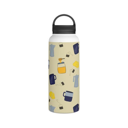 Honey Lemon Tea Stainless Steel Water Bottle, Handle Lid