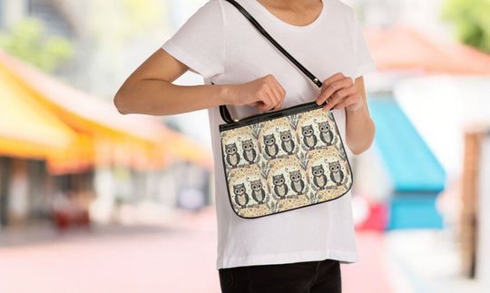 Artistic Owl Design Womens Small Shoulder Bag, Small Purse Handbag Small Bag, Matching Fashion Apparel Accessories For Her Gift