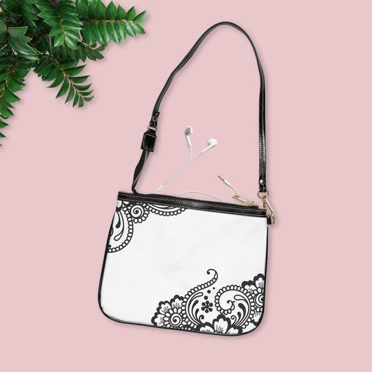 Black Paisley Small Shoulder Bag, Vintage Shoulder Bag, Gift for Her, Small Shoulder Bag for Women