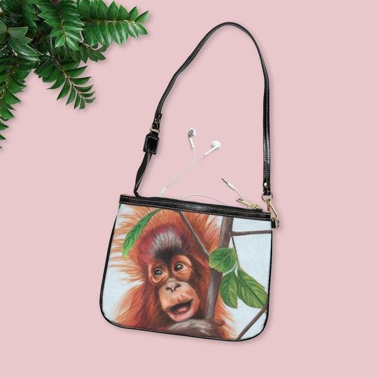 Baby Orangutan Small Shoulder Bag, Vintage Shoulder Bag, Gift for Her, Small Shoulder Bag for Women