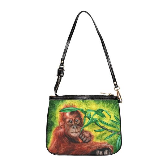 Smiling Chimpanzee Small Shoulder Bag, Vintage Shoulder Bag, Gift for Her, Small Shoulder Bag for Women