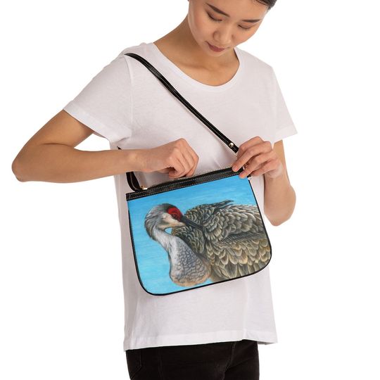 Sandhill Crane Small Shoulder Bag, Vintage Shoulder Bag, Gift for Her, Small Shoulder Bag for Women