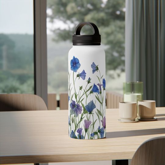 Blue Bell Water Bottle, 12oz, 18oz, 32oz Stainless Steel Water Bottle With Twist Handle Lid