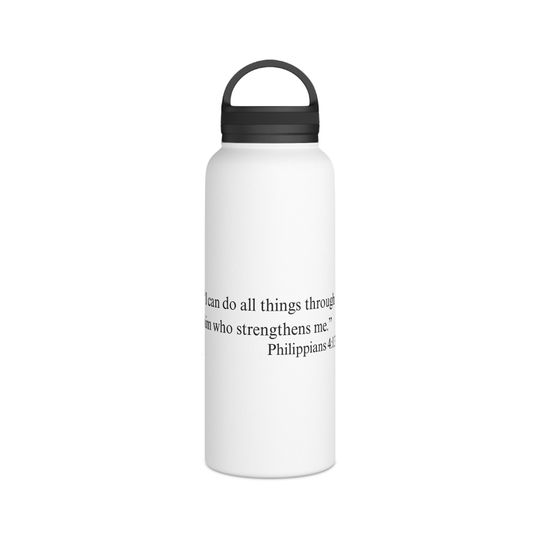 Philippians 4:13 Stainless Steel Water Bottle, Handle Lid
