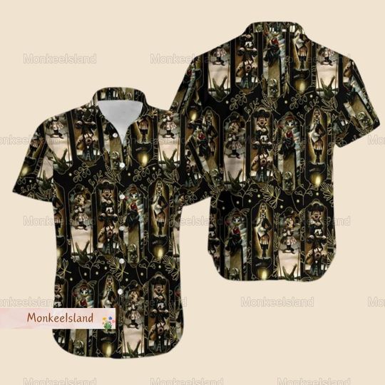 Haunted Mansion Hawaiian Shirt, Halloween Mickey And Friends Shirt, Disney Halloween Button Up Shirt, Halloween Horror Movie Shirt