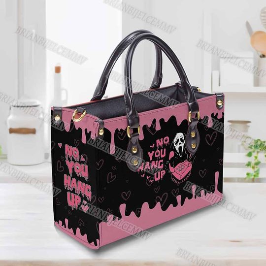 No You Hang Up Ghost Leather Bag, Horror Character Handbag Wallet, Halloween Shoulder Bag, Horror Leather Bag, Movie handbag