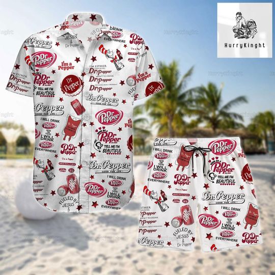 Dr Pepper Hawaiian Shirts and Shorts, Dr Pepper Hawaiian Shirt, Beach Shorts