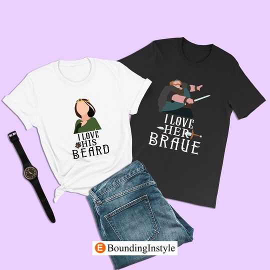 Brave Couple Shirt, I Love His Beard, Queen Elinor Shirt, Matching Couples Tshirts, Disneyland Honeymoon Shirt, Disney World Valentine Shirt