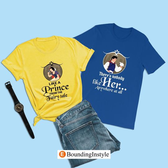 Snow White Couple Shirt, Like a Prince From The Fairy Tale, Princess Shirt, Disney World Honeymoon Matching Tee, Vacation Shirts for Couples
