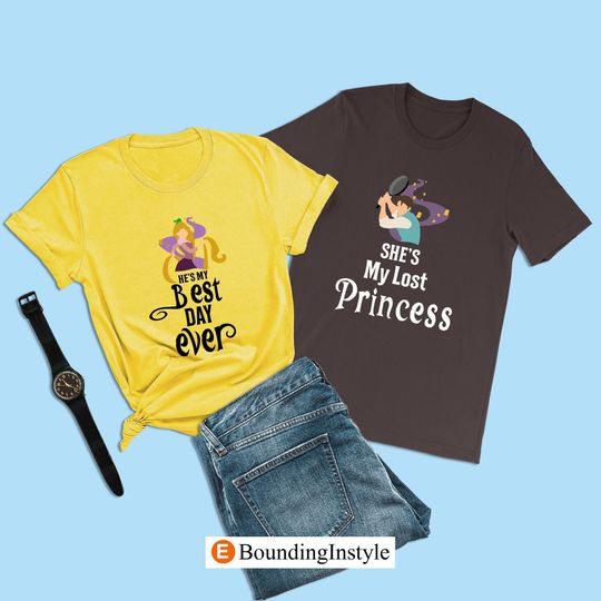 Tangled Couples T-Shirt, He's My Best Day Ever, Princess Rapunzel Shirt, Disney Engagement Shirts, Valentine Honeymoon, Matching Flynn Rider