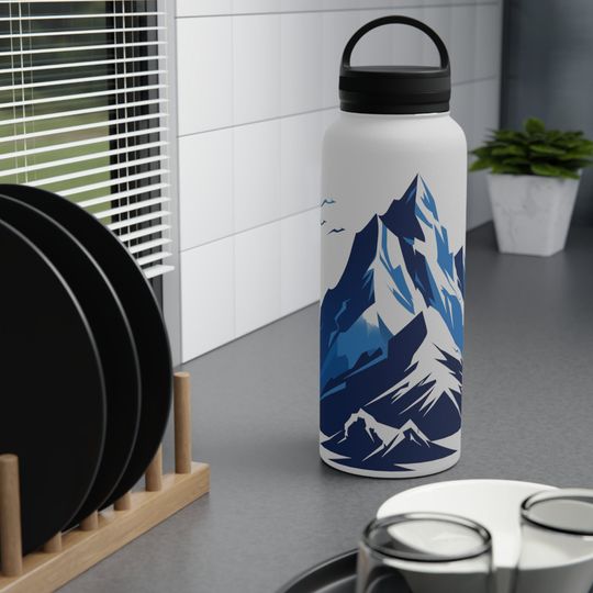 Blue Mountain Stainless Steel Water Bottle Handle Lid Vacuum Insulated BPA-Free Reusable Camping Hiking Bachelor Bachelorette 12oz 18oz 32oz