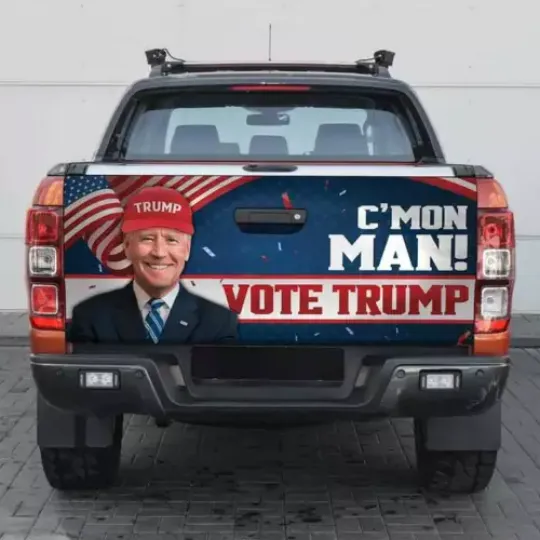 Biden C'mon Man Vote Trump Presidential Debate 2024 Tailgate Wrap Decal