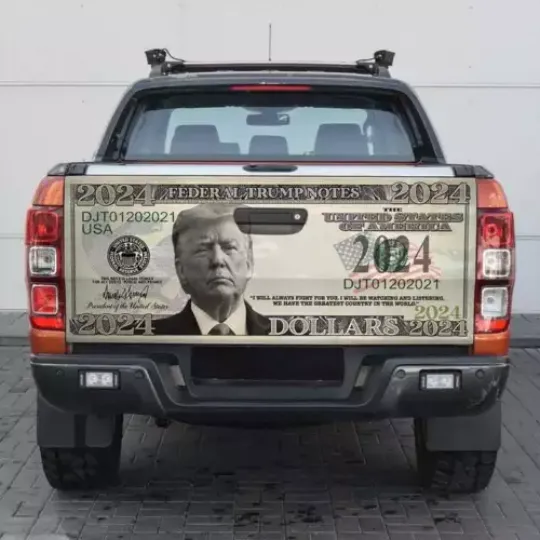 Trump For President 2024 Dollar Bill Vote For Trump Tailgate Wrap Decal