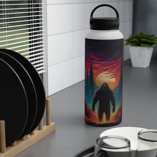 Bigfoot Moonlight Stainless Steel Water Bottle Handle Lid Vacuum Insulated BPA-Free Reusable Hiking Bachelor Bachelorette 12oz 18oz 32oz